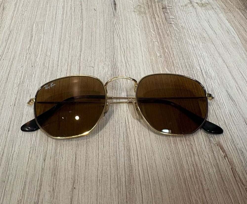 HEXAGONAL FLAT LENSES Sunglasses in Arista Gold and Brown (51-21) - RB3548N